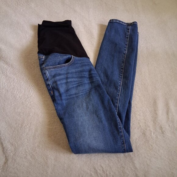 Hatch Women's Size 27 Indigo Medium Wash Over the Bump Slim Maternity Jean - Picture 4 of 13